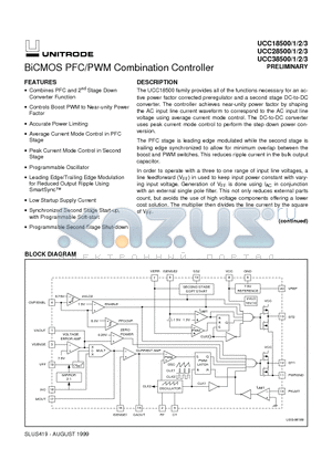 UCC18502 datasheet - BiCMOS PFC/PWM Combination Controller