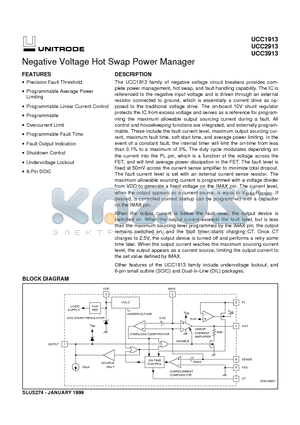 UCC1913 datasheet - Negative Voltage Hot Swap Power Manager