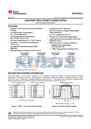 SN74AUP3G17 datasheet - LOW-POWER TRIPLE SCHMITT-TRIGGER BUFFER