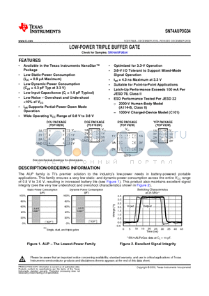 SN74AUP3G34 datasheet - LOW-POWER TRIPLE BUFFER GATE