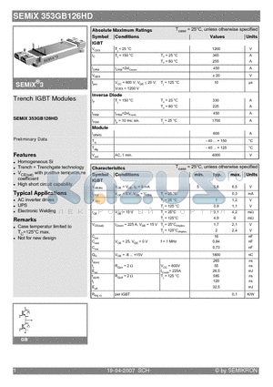 SEMIX353GB126HD datasheet - Trench IGBT Modules