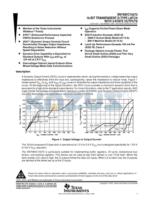 SN74AVC16373DGV datasheet - 16-BIT TRANSPARENT D-TYPE LATCH WITH 3-STATE OUTPUTS