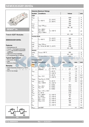SEMIX353GB126HDS_11 datasheet - Trench IGBT Modules