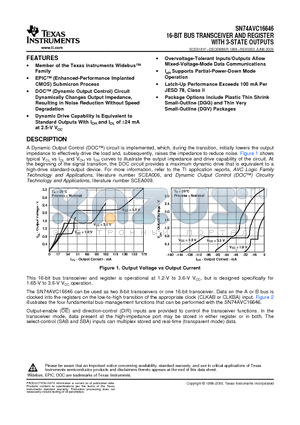 SN74AVC16646 datasheet - 16-BIT BUS TRANSCEIVER AND REGISTER WITH 3-STATE OUTPUTS