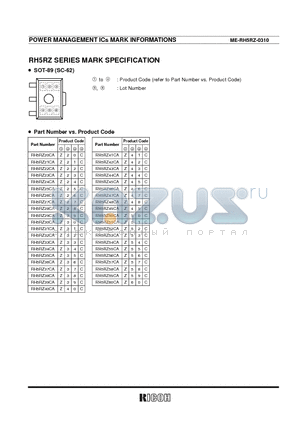 RH5RZ20CA datasheet - POWER MANAGEMENT ICs MARK INFORMATIONS
