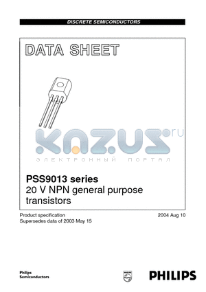 PSS9013H datasheet - 20 V NPN general purpose transistors
