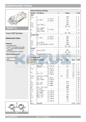 SEMIX452GB176HDS_11 datasheet - Trench IGBT Modules