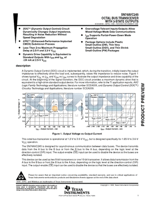 SN74AVC245 datasheet - OCTAL BUS TRANSCEIVER WITH 3-STATE OUTPUTS