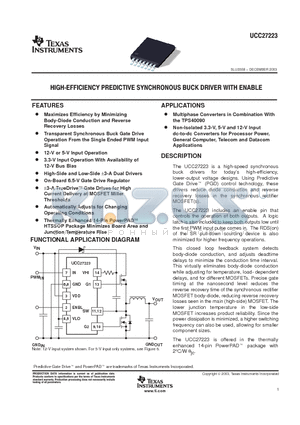 UCC27223PWP datasheet - HIGH-EFFICIENCY PREDICTIVE SYNCHRONOUS BUCK DRIVER WITH ENABLE