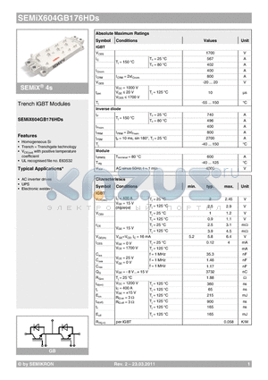 SEMIX604GB176HDS_11 datasheet - Trench IGBT Modules