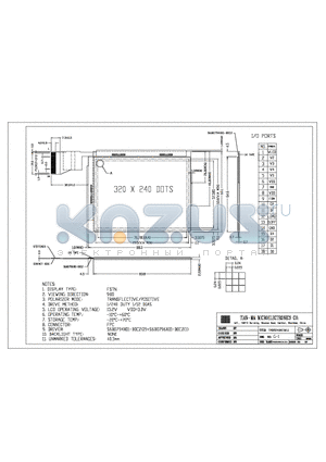 TM320240ACIWLG datasheet - 320 X 240 DOTS LCD MODULE