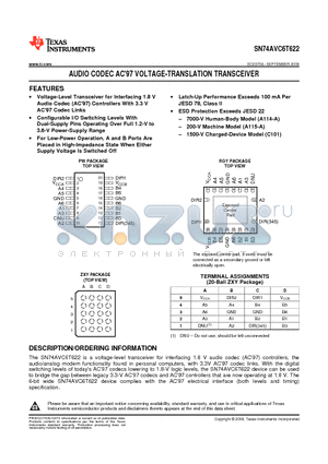 SN74AVC6T622PWR datasheet - AUDIO CODEC AC 97 VOLTAGE-TRANSLATION TRANSCEIVER