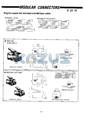 TM3P-44P datasheet - MODULAR CONNECTORS(Plug for copper foil, stranded wire flat type cable)