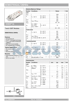 SEMIX703GAL126HDS_10 datasheet - Trench IGBT Modules