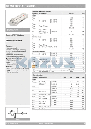 SEMIX703GAR126HDS_10 datasheet - Trench IGBT Modules