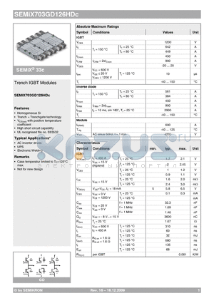 SEMIX703GD126HDC datasheet - Trench IGBT Modules
