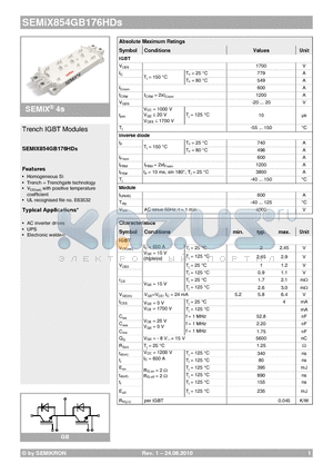 SEMIX854GB176HDS datasheet - Trench IGBT Modules