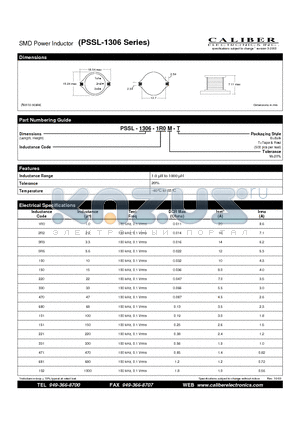 PSSL-1306-101M-T datasheet - SMD Power Inductor