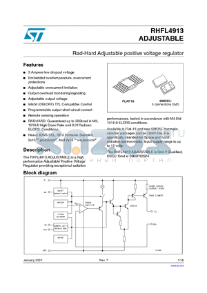 RHFL4913 datasheet - Rad-Hard Adjustable positive voltage regulator