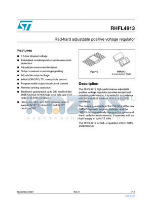RHFL4913 datasheet - Rad-hard adjustable positive voltage regulator
