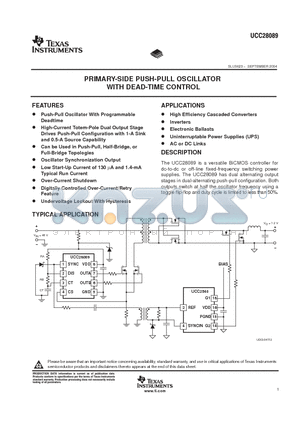 UCC28089DRB datasheet - PRIMARY-SIDE PUSH-PULL OSCILLATOR WITH DEAD-TIME CONTROL