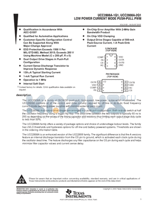 UCC2808AQDR-2Q1 datasheet - LOW POWER CURRENT MODE PUSH-PULL PWM