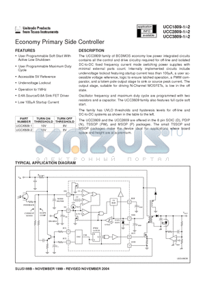 UCC2809-1 datasheet - Economy Primary Side Controller