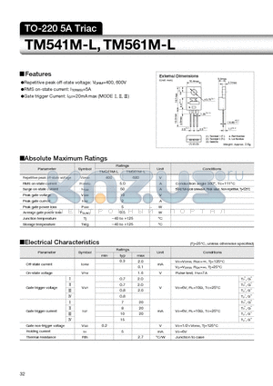 TM541M-L datasheet - TO-220 5A Triac