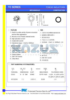 TC0804D-270M datasheet - TOROID INDUCTORS