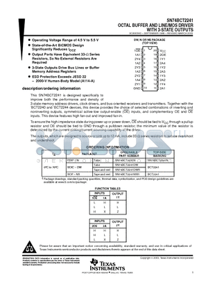 SN74BCT2241 datasheet - OCTAL BUFFER AND LINE/MOS DRIVER WITH 3-STATE OUTPUTS