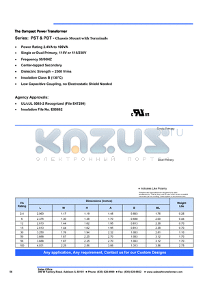 PST-06-120 datasheet - The Compact Power Transformer