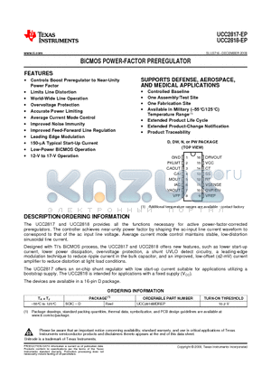 UCC2817-EP datasheet - BiCMOS POWER-FACTOR PREREGULATOR