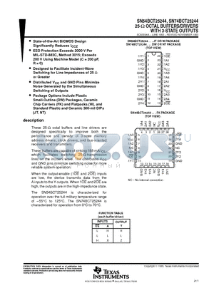 SN74BCT25244 datasheet - 25-W OCTAL BUFFERS/DRIVERS WITH 3-STATE OUTPUTS