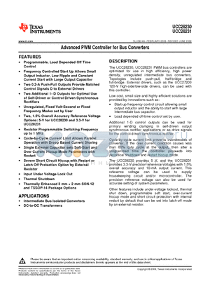 UCC28231PWR datasheet - Advanced PWM Controller for Bus Converters