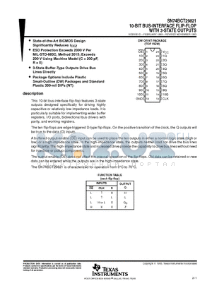 SN74BCT29821 datasheet - 10-BIT BUS-INTERFACE FLIP-FLOP WITH 3-STATE OUTPUTS