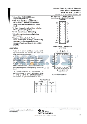 SN74BCT29827B datasheet - 10-BIT BUFFERS/DRIVERS WITH 3-STATE OUTPUTS