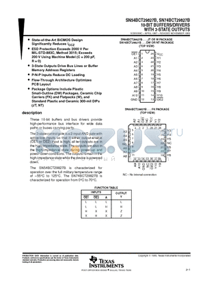 SN74BCT29827BDWRE4 datasheet - 10-BIT BUFFERS/DRIVERS WITH 3-STATE OUTPUTS