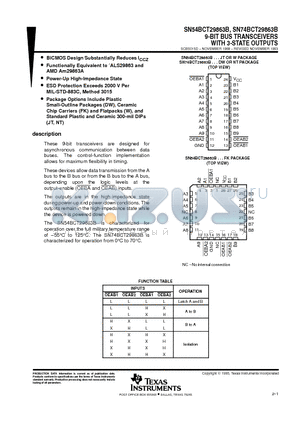 SN74BCT29863BNT datasheet - 9-BIT BUS TRANSCEIVERS WITH 3-STATE OUTPUTS
