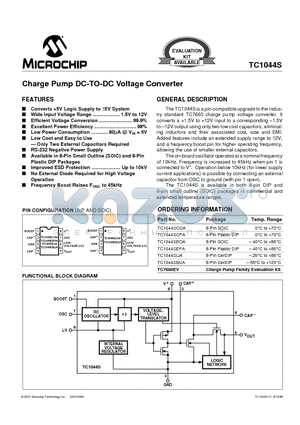 TC1044S datasheet - Charge Pump DC-TO-DC Voltage Converter