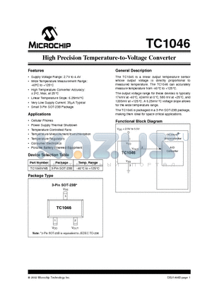 TC1046VNB datasheet - High Precision Temperature-to-Voltage Converter