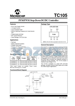 TC105303ECT datasheet - PFM/PWM Step-Down DC/DC Controller