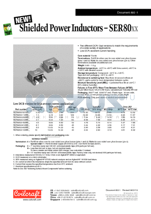 SER8052-802ME_ datasheet - Shielded Power Inductors  SER80xx