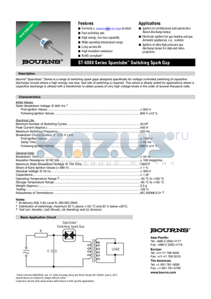 ST-0800 datasheet - ST-0800 Series Sparctube Switching Spark Gap