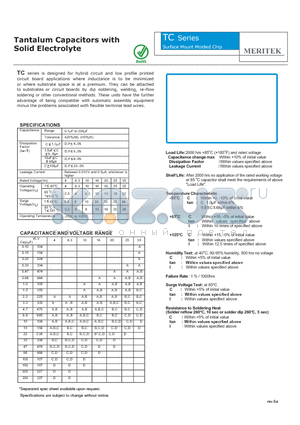 TC105K04D datasheet - Tantalum Capacitors with Solid Electrolyte