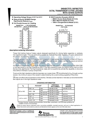 SN74BCT573NSRG4 datasheet - OCTAL TRANSPARENT D-TYPE LATCHES WITH 3-STATE OUTPUTS