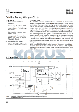 UCC2890 datasheet - Off-Line Battery Charger Circuit