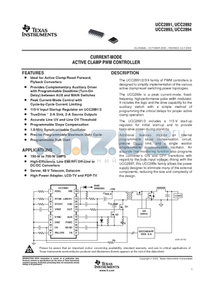 UCC2893D datasheet - CURRENT MODE ACTIVE CLAMP PWM CONTROLLER