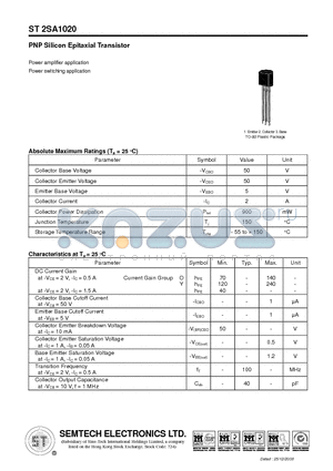 ST-2SA1020 datasheet - PNP Silicon Epitaxial Transistor