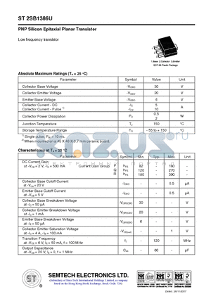 ST-2SB1386U datasheet - PNP Silicon Epitaxial Planar Transistor