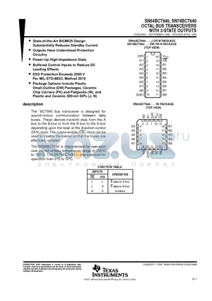 SN74BCT640DWE4 datasheet - OCTAL BUS TRANSCEIVERS WITH 3-STATE OUTPUTS